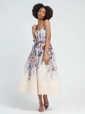 Zimmerman: Tama Corset Midi Dress In Floral Print